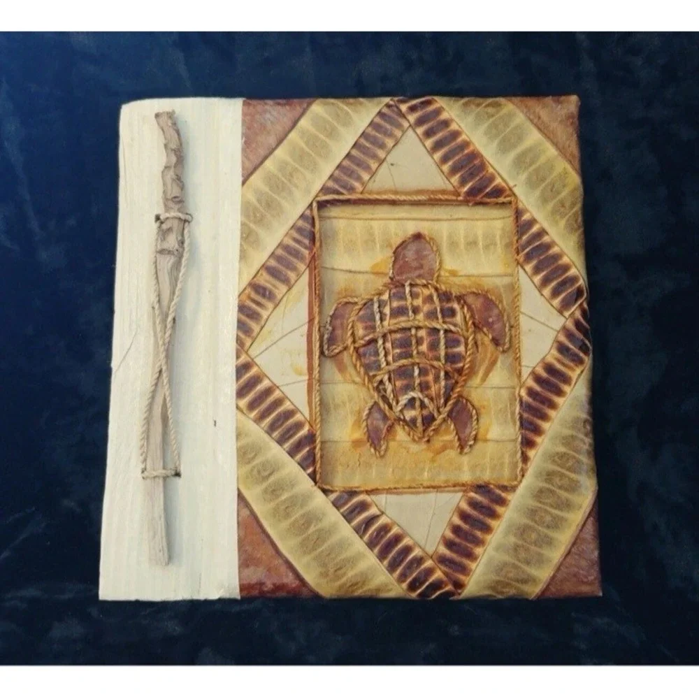 Sea Turtle Book or Album Handmade Natural Paper & Wood Boho Rustic Primitive NIB